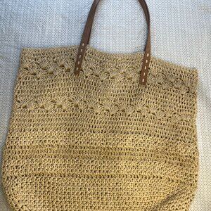 Merona XL Woven Tote Shoulder Beach Bag Purse Coastal Boho